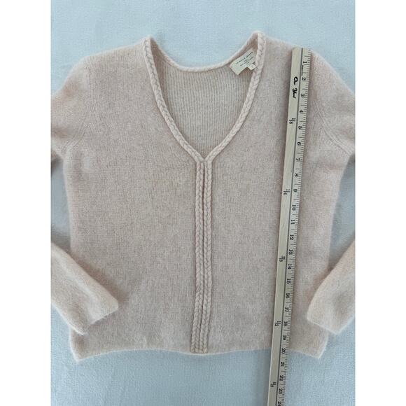 Sezane Sienna Sweater Kid Mohair Alpaca Nude Peach Pink Small Braided V neck - Picture 8 of 9